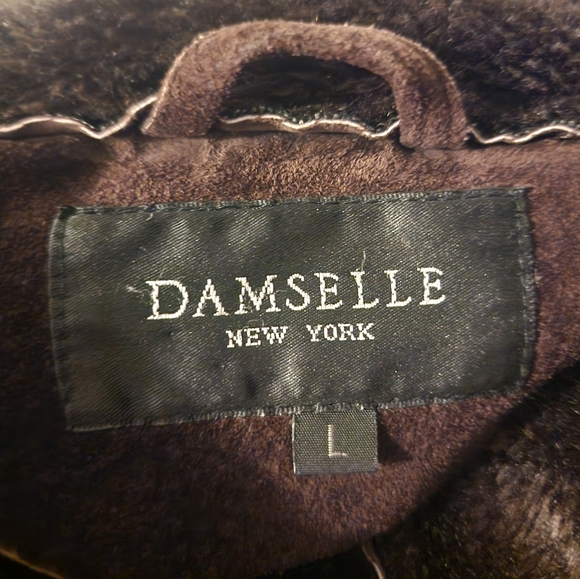 Damselle suede leather coat, size large, brown - Picture 5 of 6